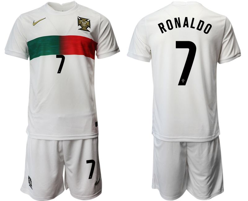 Men 2022 World Cup National Team Portugal away white 7 Soccer Jerseys